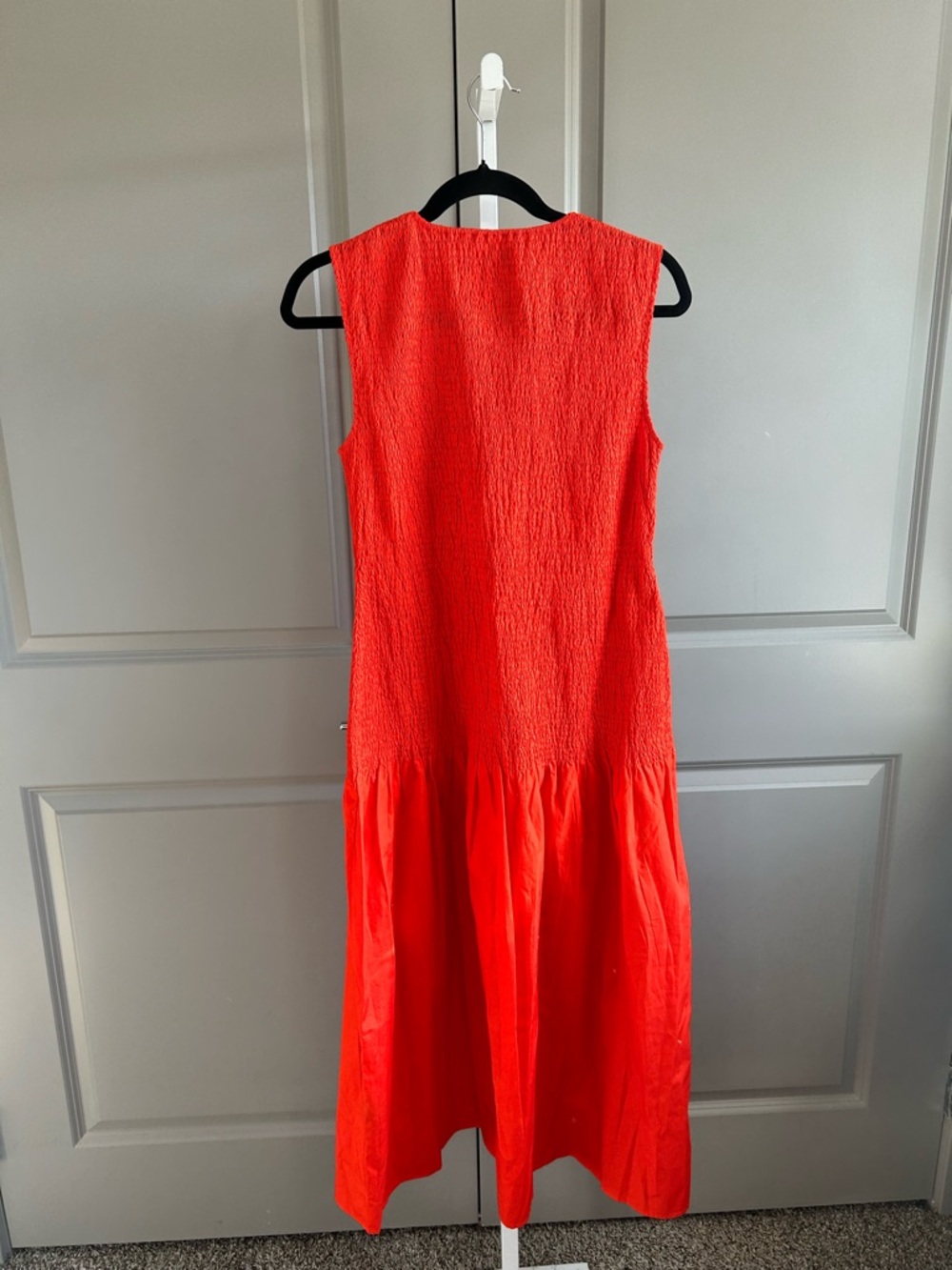 Reiss Annabel Petite Cotton Shirred Midi Dress Size 8 Coastal Chic Old Money #92 - Picture 3 of 10